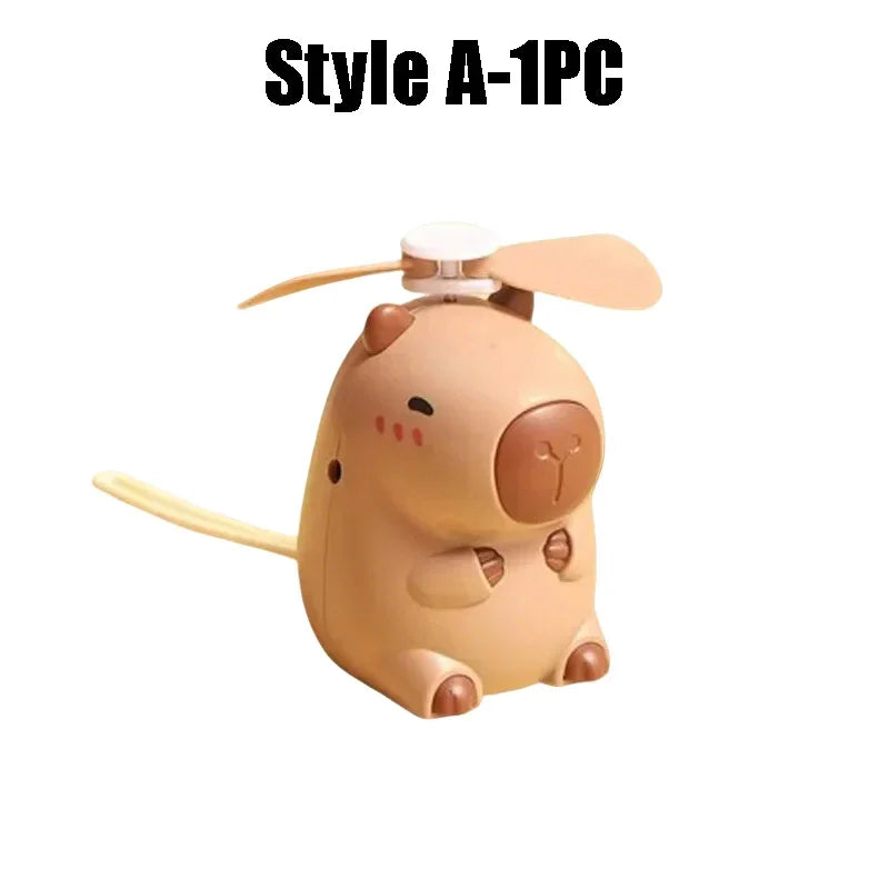 Kawaii Capybara Mini Neck Fan – USB-Rechargeable Portable Cooling for Kids, Travel & Outdoor Fun
