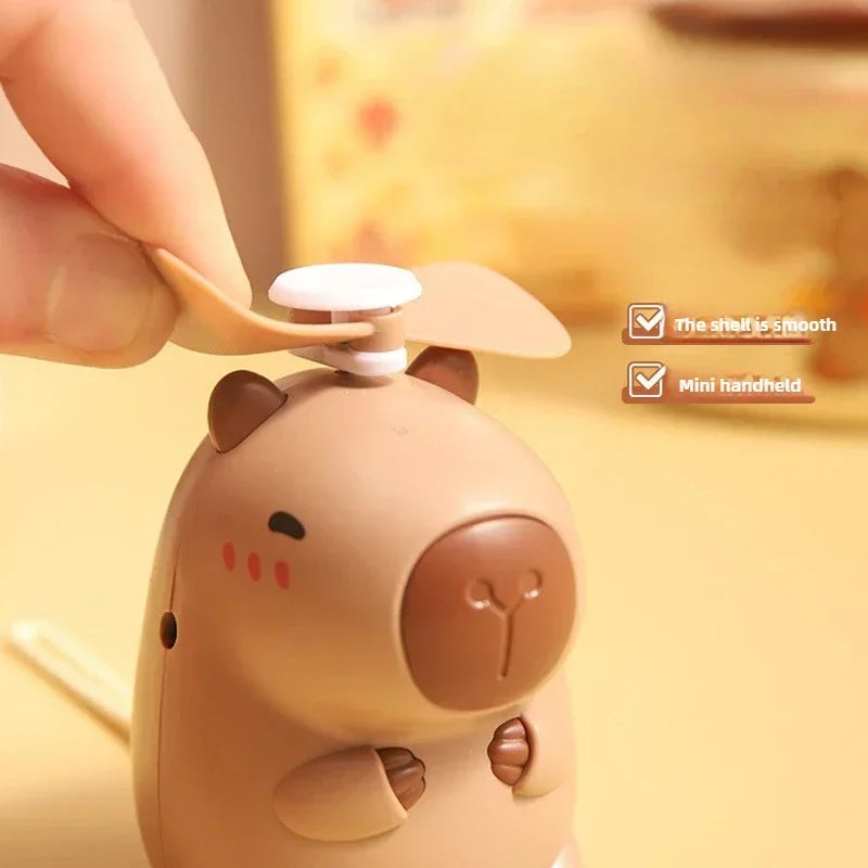 Kawaii Capybara Mini Neck Fan – USB-Rechargeable Portable Cooling for Kids, Travel & Outdoor Fun
