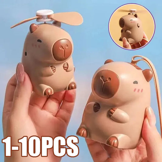 Kawaii Capybara Mini Neck Fan – USB-Rechargeable Portable Cooling for Kids, Travel & Outdoor Fun