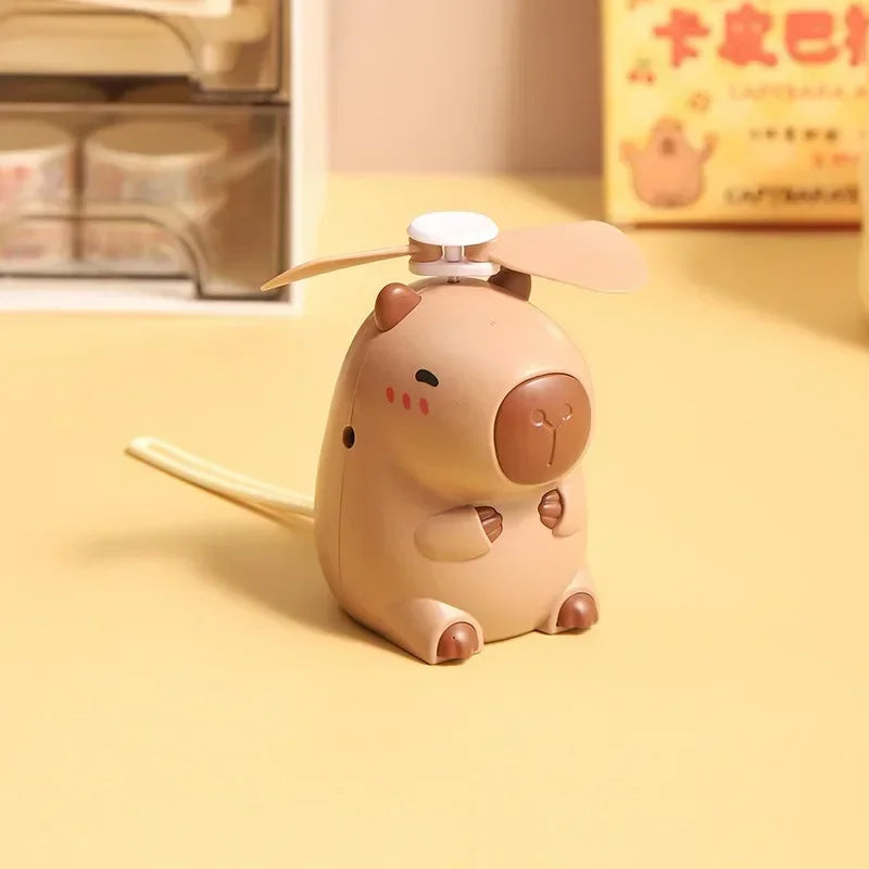 Kawaii Capybara Mini Neck Fan – USB-Rechargeable Portable Cooling for Kids, Travel & Outdoor Fun
