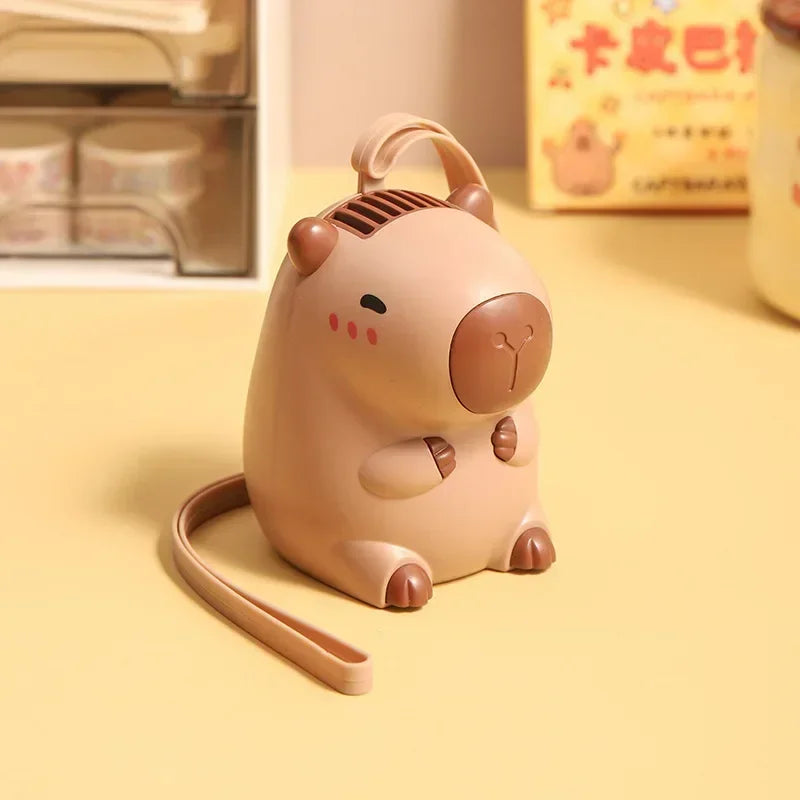 Kawaii Capybara Mini Neck Fan – USB-Rechargeable Portable Cooling for Kids, Travel & Outdoor Fun