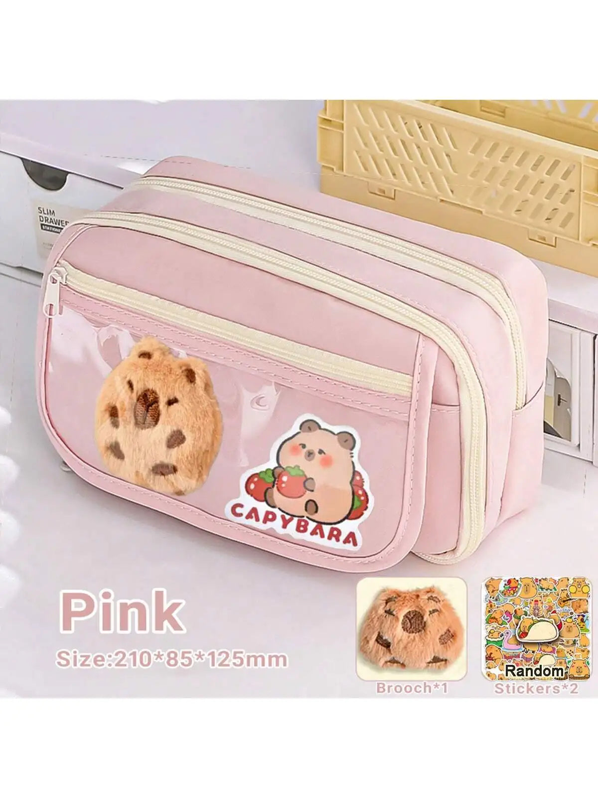 Large Capacity Flip-Cover Capybara Pencil Case – Portable Zippered Stationery Organizer Bag for School & Office Supplies